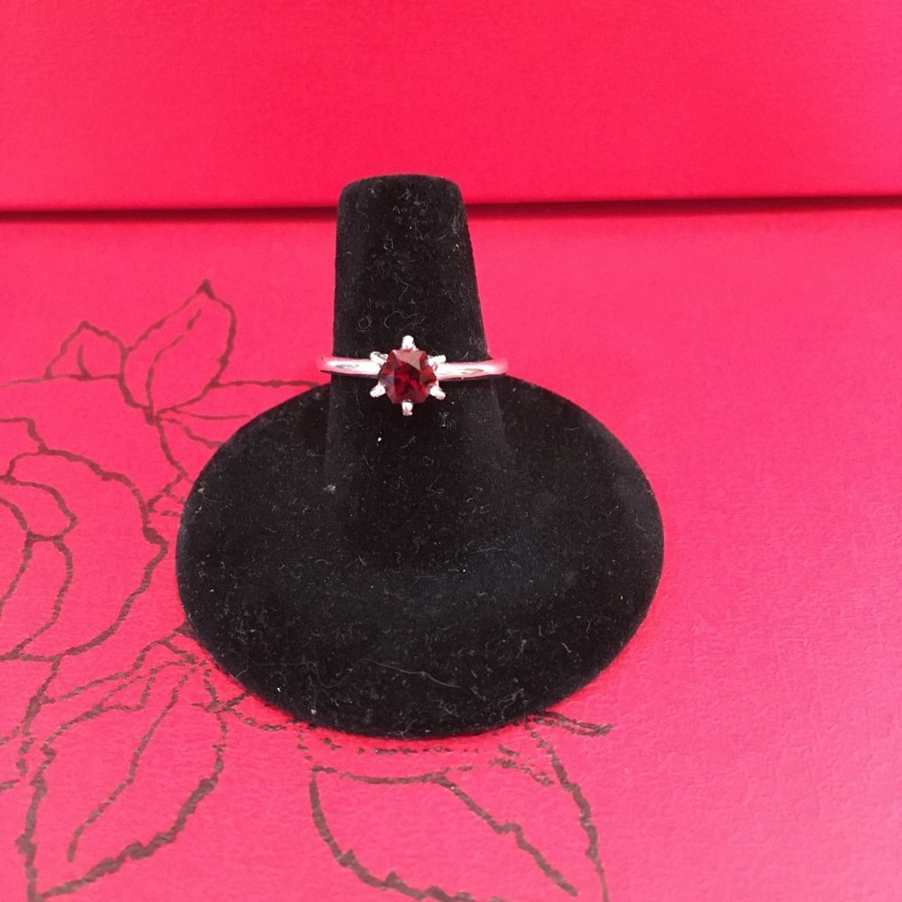 Handmade Gothic silver garnet ring